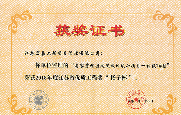 獲獎證書